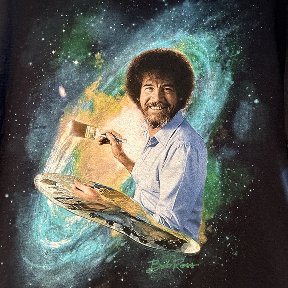 Bob Ross Black Graphic Tee - Short Sleeve - Picture 1 of 5